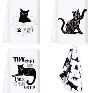 Cat Hand Towels, set of 4